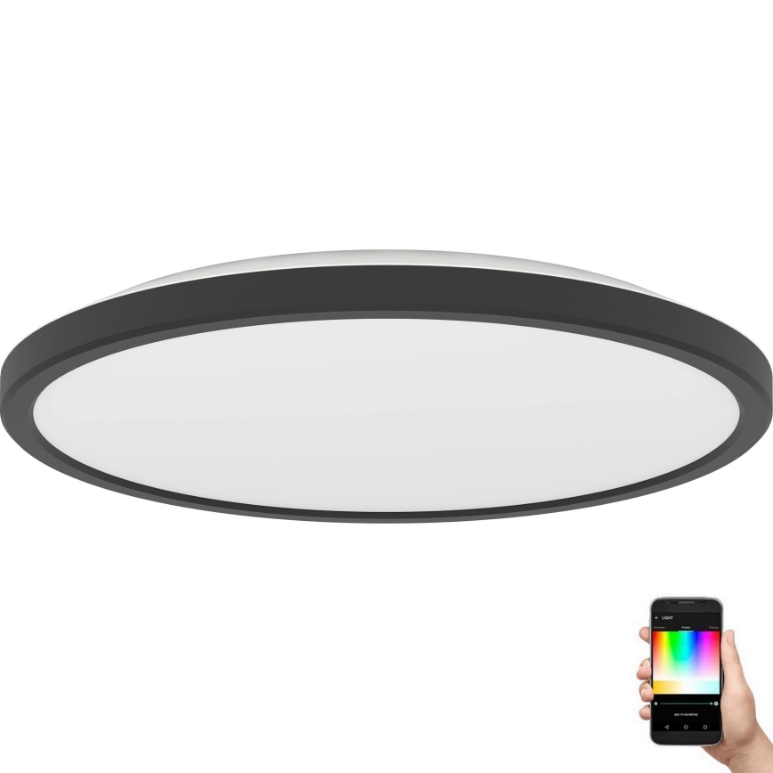 Eglo - LED RGBW Zatemnitvena kopalniška stropna svetilka LED/13,9W/230V 2700-6500K pr. 30 cm IP44 črna ZigBee