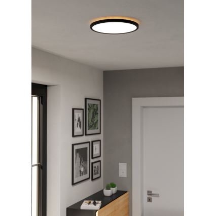 Eglo - LED RGBW Zatemnitvena kopalniška stropna svetilka LED/13,9W/230V 2700-6500K pr. 30 cm IP44 črna ZigBee