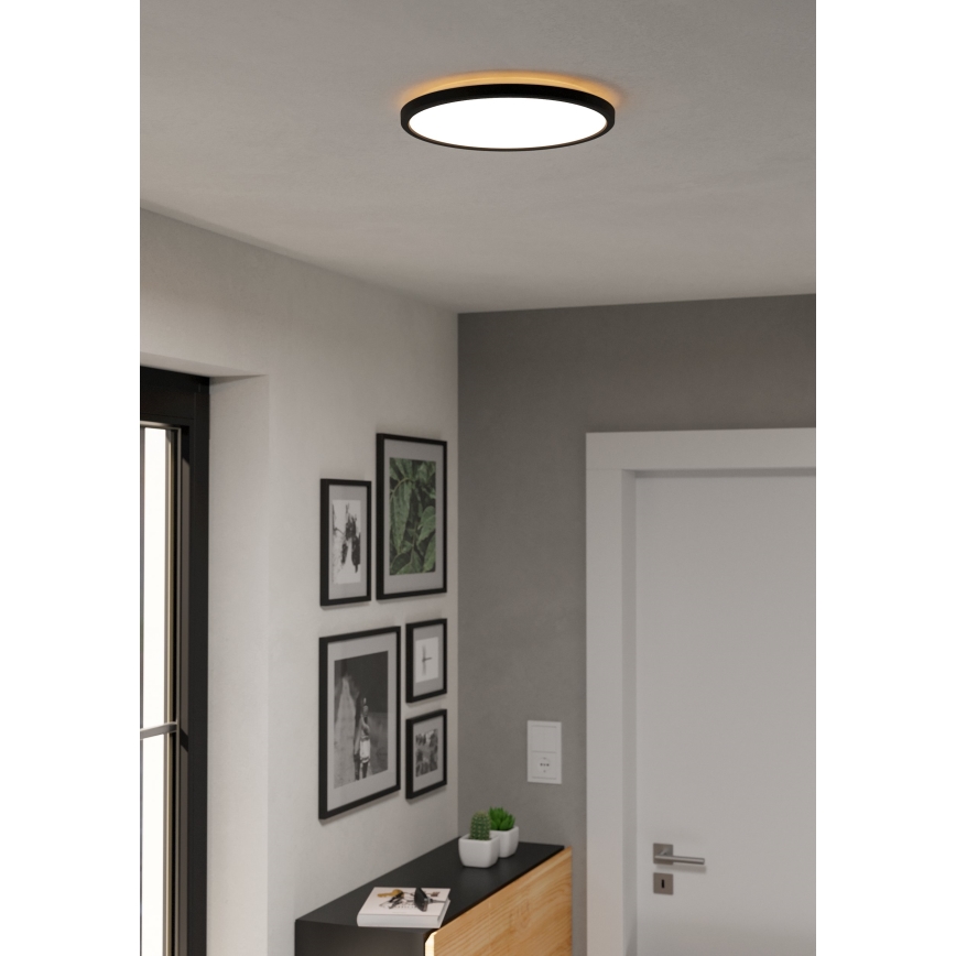 Eglo - LED RGBW Zatemnitvena kopalniška stropna svetilka LED/13,9W/230V 2700-6500K pr. 30 cm IP44 črna ZigBee