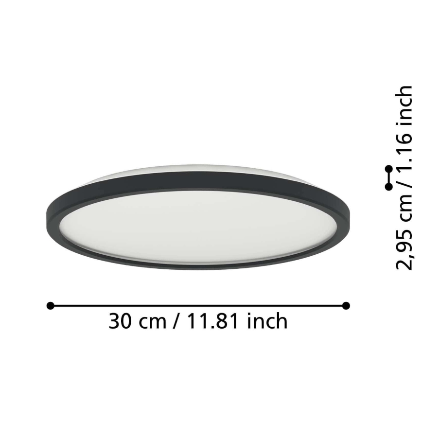 Eglo - LED RGBW Zatemnitvena kopalniška stropna svetilka LED/13,9W/230V 2700-6500K pr. 30 cm IP44 črna ZigBee