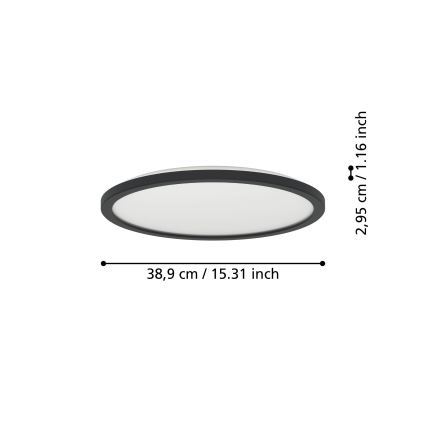 Eglo - LED RGBW Zatemnitvena kopalniška stropna svetilka LED/18,5W/230V 2700-6500K pr.38,9cm IP44 črna ZigBee