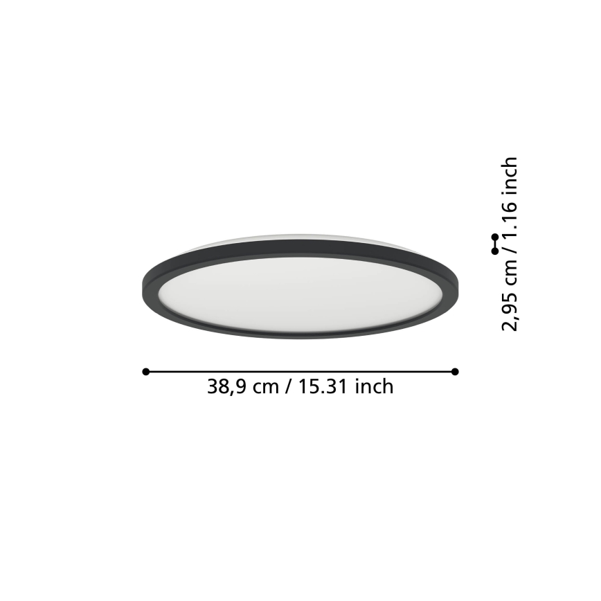 Eglo - LED RGBW Zatemnitvena kopalniška stropna svetilka LED/18,5W/230V 2700-6500K pr.38,9cm IP44 črna ZigBee