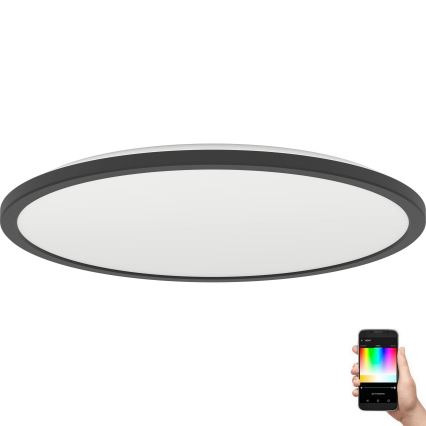 Eglo - LED RGBW Zatemnitvena kopalniška stropna svetilka LED/16,8W/230V 2700-6500K pr. 50 cm IP44 črna ZigBee