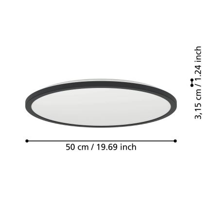 Eglo - LED RGBW Zatemnitvena kopalniška stropna svetilka LED/16,8W/230V 2700-6500K pr. 50 cm IP44 črna ZigBee