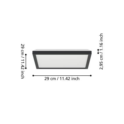 Eglo - LED RGBW Zatemnitvena kopalniška stropna svetilka LED/13,4W/230V 2700-6500K 29x29 cm IP44 črna