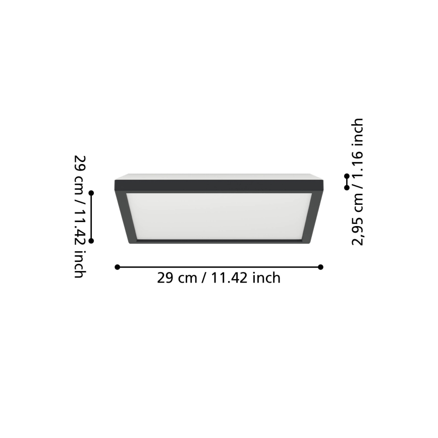 Eglo - LED RGBW Zatemnitvena kopalniška stropna svetilka LED/13,4W/230V 2700-6500K 29x29 cm IP44 črna