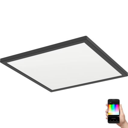 Eglo - LED RGBW Zatemnitvena kopalniška stropna svetilka LED/17,6W/230V 2700-6500K 39x39 cm IP44 črna ZigBee