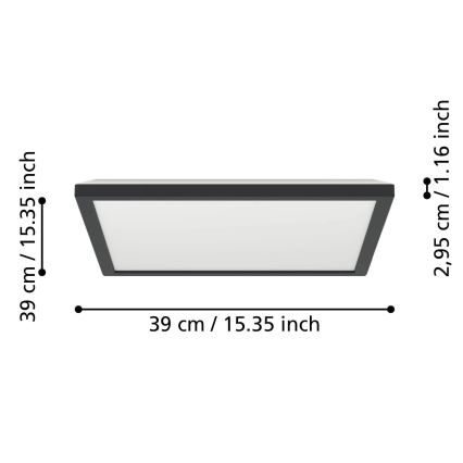 Eglo - LED RGBW Zatemnitvena kopalniška stropna svetilka LED/17,6W/230V 2700-6500K 39x39 cm IP44 črna ZigBee