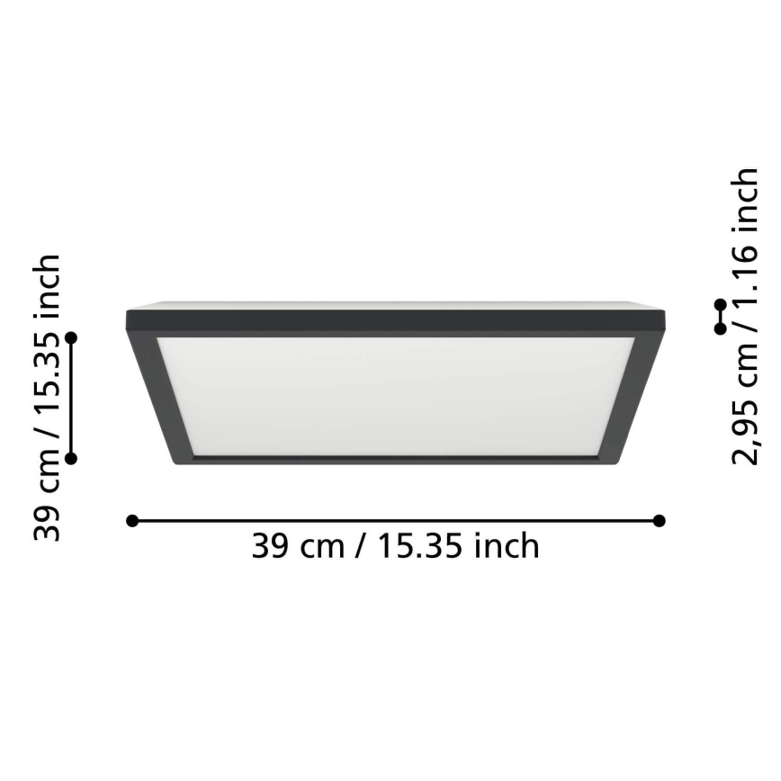Eglo - LED RGBW Zatemnitvena kopalniška stropna svetilka LED/17,6W/230V 2700-6500K 39x39 cm IP44 črna ZigBee
