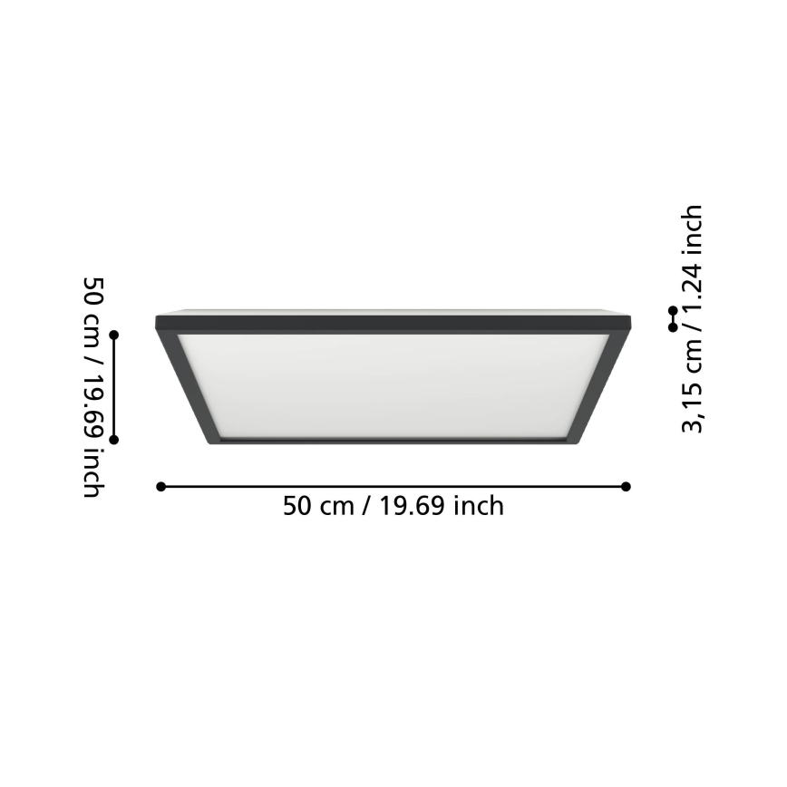 Eglo - LED RGBW Zatemnitvena kopalniška stropna svetilka LED/17W/230V 2700-6500K 50x50cm IP44 črna ZigBee