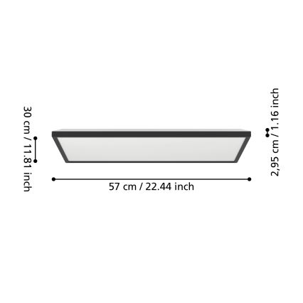 Eglo - LED RGBW Zatemnitvena kopalniška stropna svetilka LED/17,2W/230V 2700-6500K 30x57cm IP44 črna ZigBee