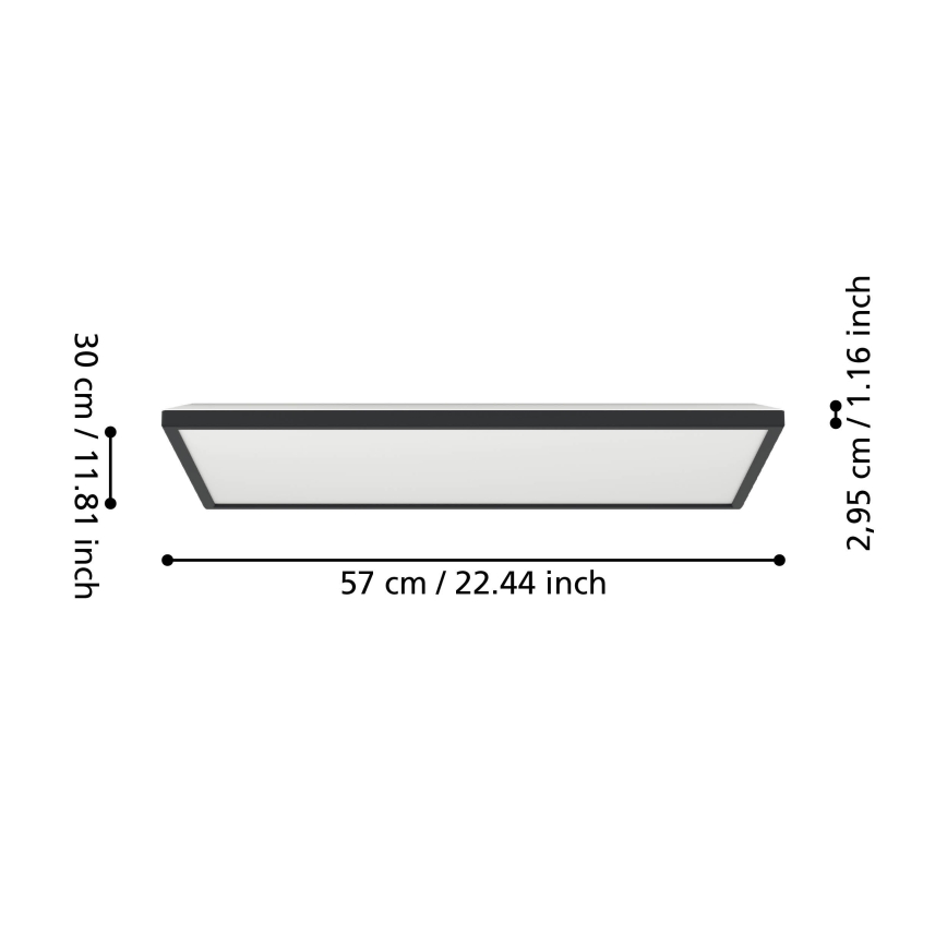 Eglo - LED RGBW Zatemnitvena kopalniška stropna svetilka LED/17,2W/230V 2700-6500K 30x57cm IP44 črna ZigBee