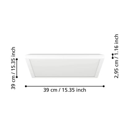 Eglo - LED RGBW Zatemnitvena kopalniška stropna svetilka LED/17,6W/230V 2700-6500K 39x39 cm IP44 bela ZigBee