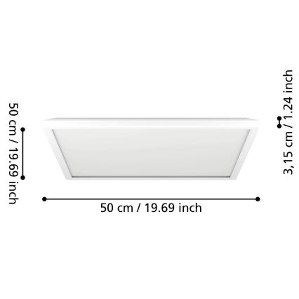 Eglo - LED RGBW Zatemnitvena kopalniška stropna svetilka LED/17W/230V 2700-6500K 50x50 cm IP44 bela ZigBee