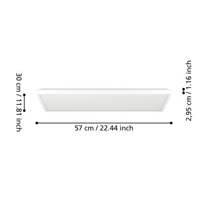 Eglo - LED RGBW Zatemnitvena kopalniška stropna svetilka LED/17,2W/230V 2700-6500K 30x57cm IP44 bela ZigBee