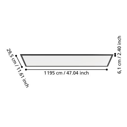 Eglo - LED površinski panel LED/33W/230V 2700/4000/6500K 120x30 cm črna