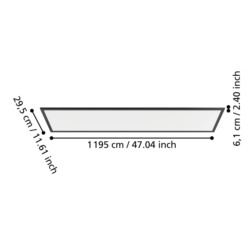 Eglo - LED površinski panel LED/33W/230V 2700/4000/6500K 120x30 cm črna