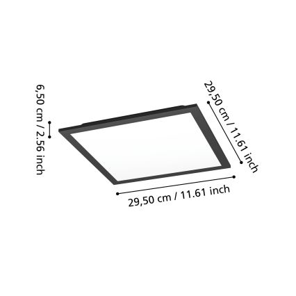 Eglo - LED RGBW stropna svetilka z zatemnitvijo LED/14W/230V 2700-6500K 30x30 cm črna