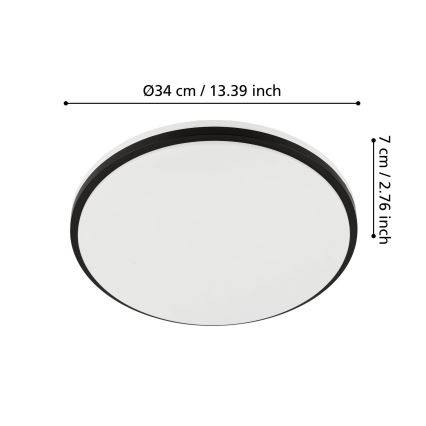 Eglo - LED stropna svetilka za kopalnico LED/18W/230V 3000/4000/6500K IP54 črna