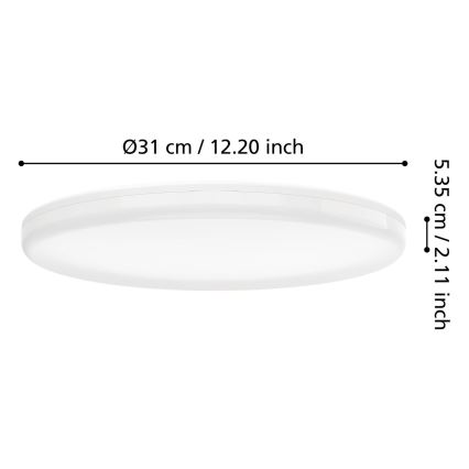 Eglo - LED stropna svetilka za kopalnico z gibalnim senzorjem, LED/20W/230V, 2700/4000/6500K, premer 31 cm, IP54, bela