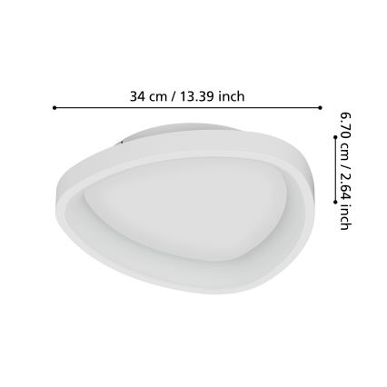 Eglo - LED Zatemnitvena stropna svetilka LED/12W/230V 2700-6500K bela + Daljinski upravljalnik