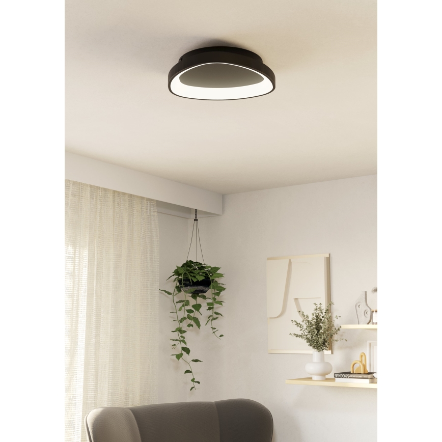 Eglo - LED Zatemnitvena stropna svetilka LED/12W/230V 2700-6500K črna + Daljinski upravljalnik