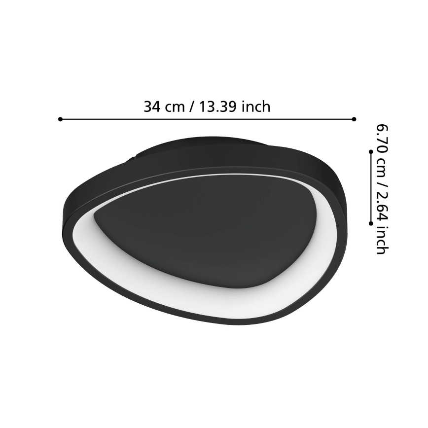 Eglo - LED Zatemnitvena stropna svetilka LED/12W/230V 2700-6500K črna + Daljinski upravljalnik