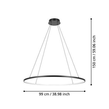 Eglo - LED Zatemnitveni lestenec na vrvici LED/40W/230V 2700-6500K črna + Daljinski upravljalnik