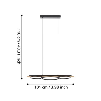 Eglo - LED Zatemnitveni lestenec na vrvici 2xLED/12,5W/230V+1xLED/15,5W 3000K bež/črna