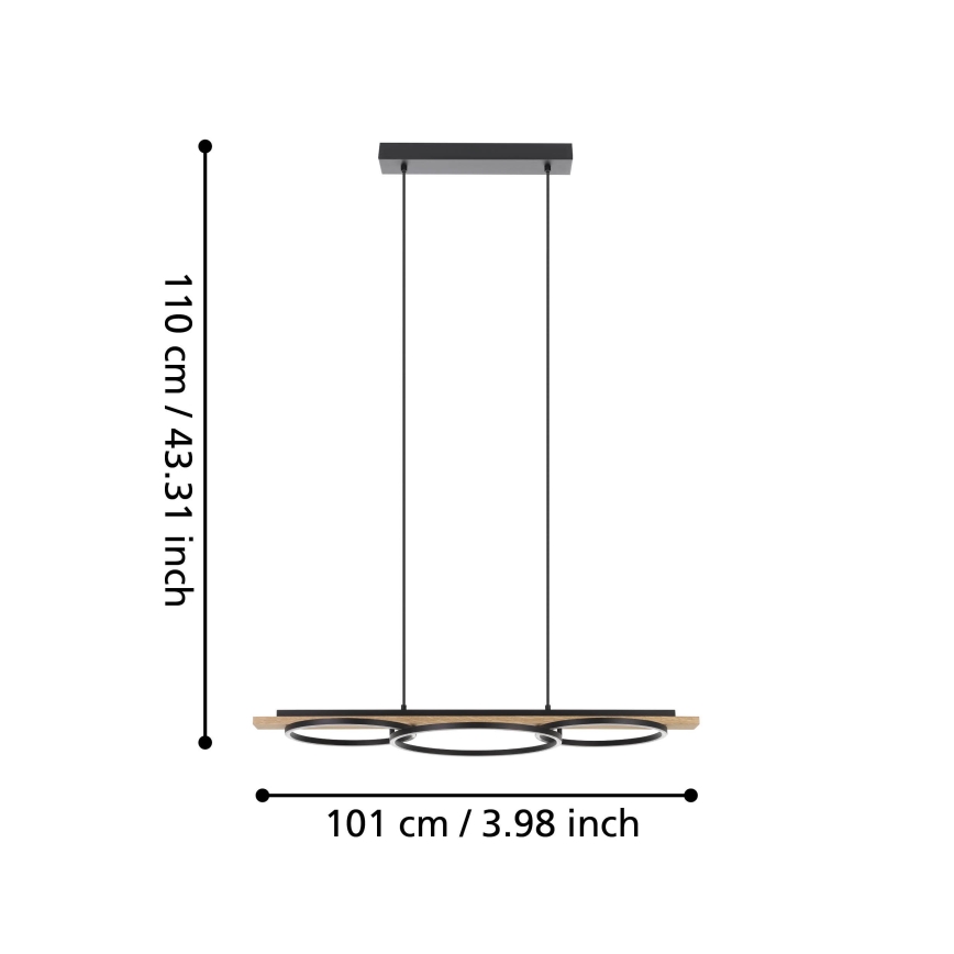 Eglo - LED Zatemnitveni lestenec na vrvici 2xLED/12,5W/230V+1xLED/15,5W 3000K bež/črna