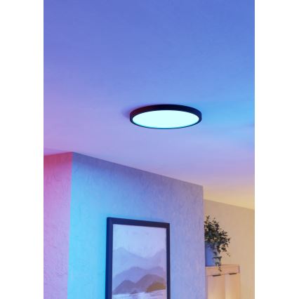 Eglo - LED RGBW zatemnljivo stropno svetilo za kopalnico LED/17,5W/230V 2700-6500K premer 39,9 cm IP44 črno