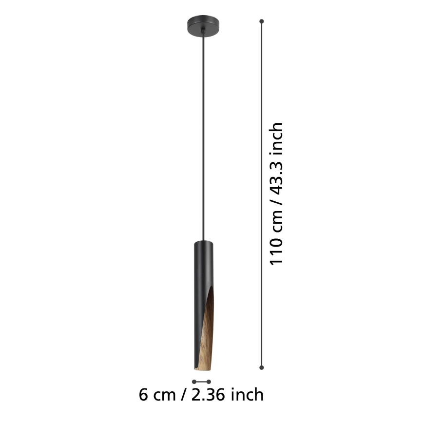 Eglo - LED Lestenec na vrvici 1xGU10/4,5W/230V 3000K črna/rjava