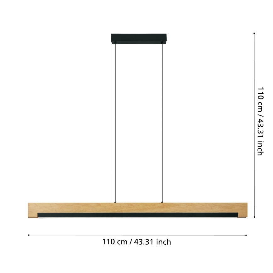 Eglo - LED Zatemnitveni lestenec na vrvici LED/25,5W/230V 3000K črna/bež