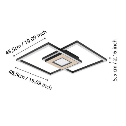 Eglo - LED Zatemnitvena stropna svetilka 2xLED/17W/230V +1xLED/4,2W 2700-6500K + Daljinski upravljalnik