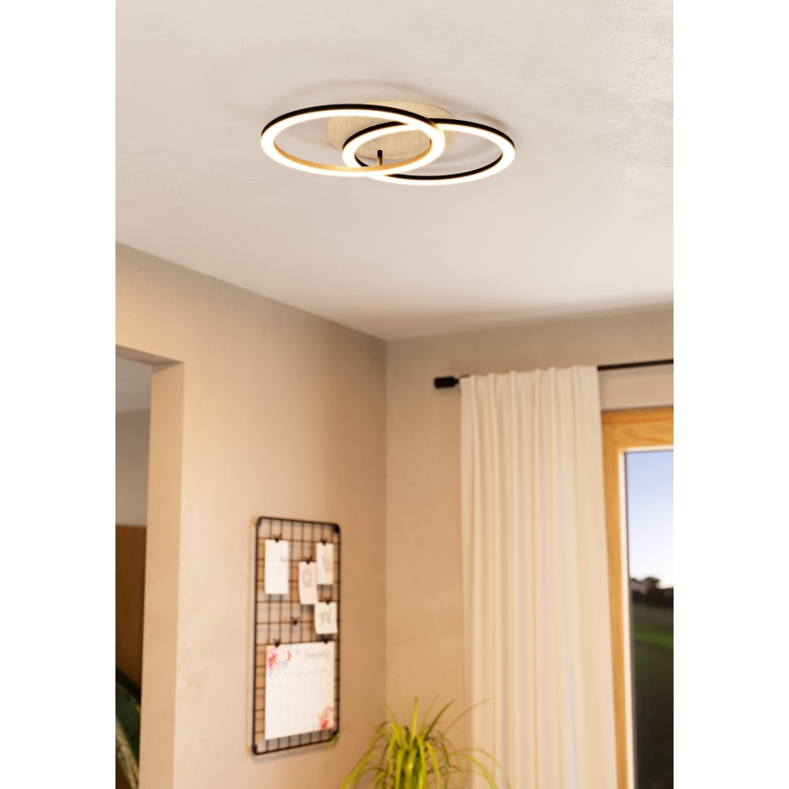 Eglo - LED Zatemnitvena stropna svetilka 2xLED/16W/230V 2700-6500K bež/črna ZigBee