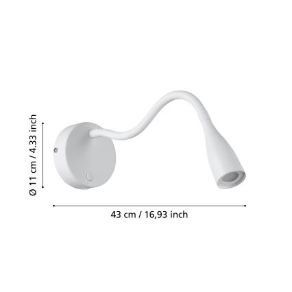 Eglo - LED fleksibilna stenska svetilka z USB LED/3,8W/230V bela