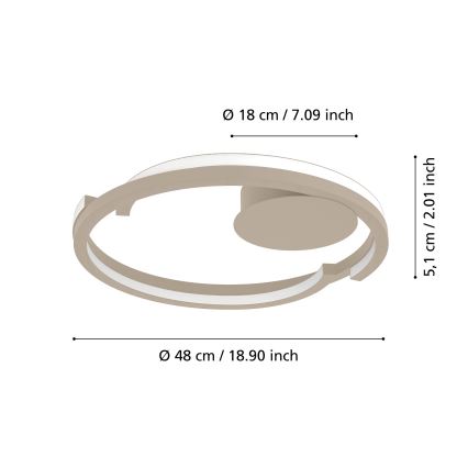 Eglo - Zatemnljivo LED stropno svetilo 2xLED/20W/230V 2700-6500K premer 48 cm bež + daljinski upravljalnik