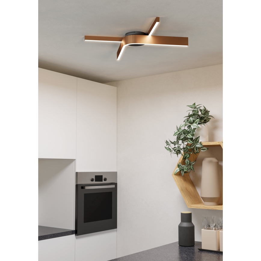 Eglo - LED RGBW Zatemnljivo stropno svetilo 2xLED/18W/230V 2700-6500K bakrena/črna