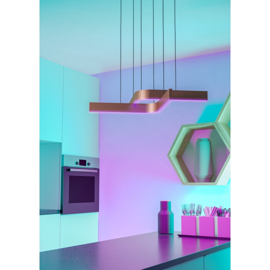 Eglo - LED RGBW zatemnjevalna viseča svetilka na kablu 2xLED/18W/230V medena/črna