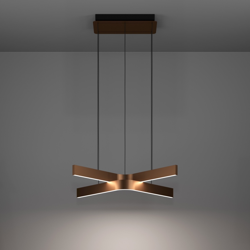 Eglo - LED RGBW zatemnjevalna viseča svetilka na kablu 2xLED/18W/230V medena/črna