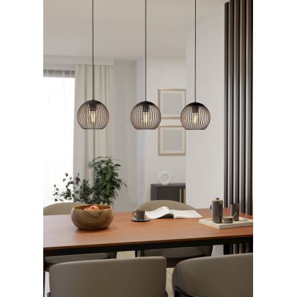 Eglo - Lestenec na jeklenem lanku 3xE27/60W/230V črna