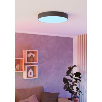 Eglo - LED RGBW stropna LED svetilka z zatemnitvijo LED/26W/230V 2700-6500K premer 49 cm črna
