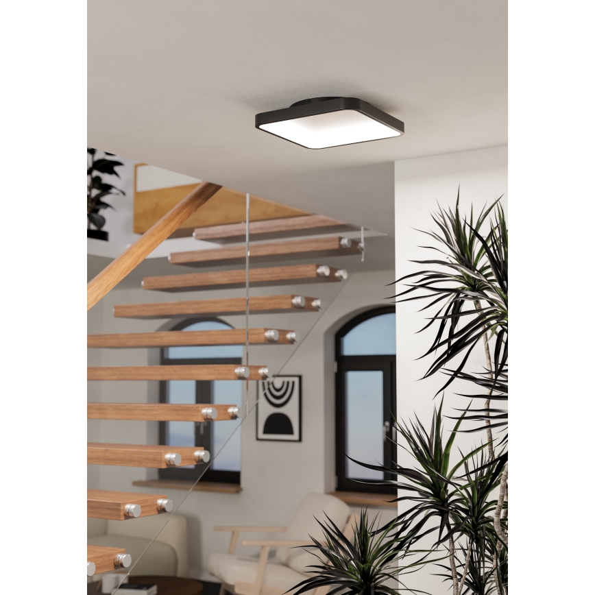 Eglo - LED RGBW Zatemnljivo stropno svetilo LED/20W/230V 2700-6500K 35x35 cm črna