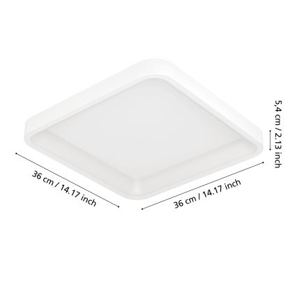 Eglo - LED RGBW stropna svetilka z možnostjo zatemnitve LED/20W/230V 2700-6500K 35x35 cm bela
