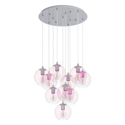 Eglo - Viseči lestenec na žici 10xE27/60W/230V sijajni krom/prozorno steklo