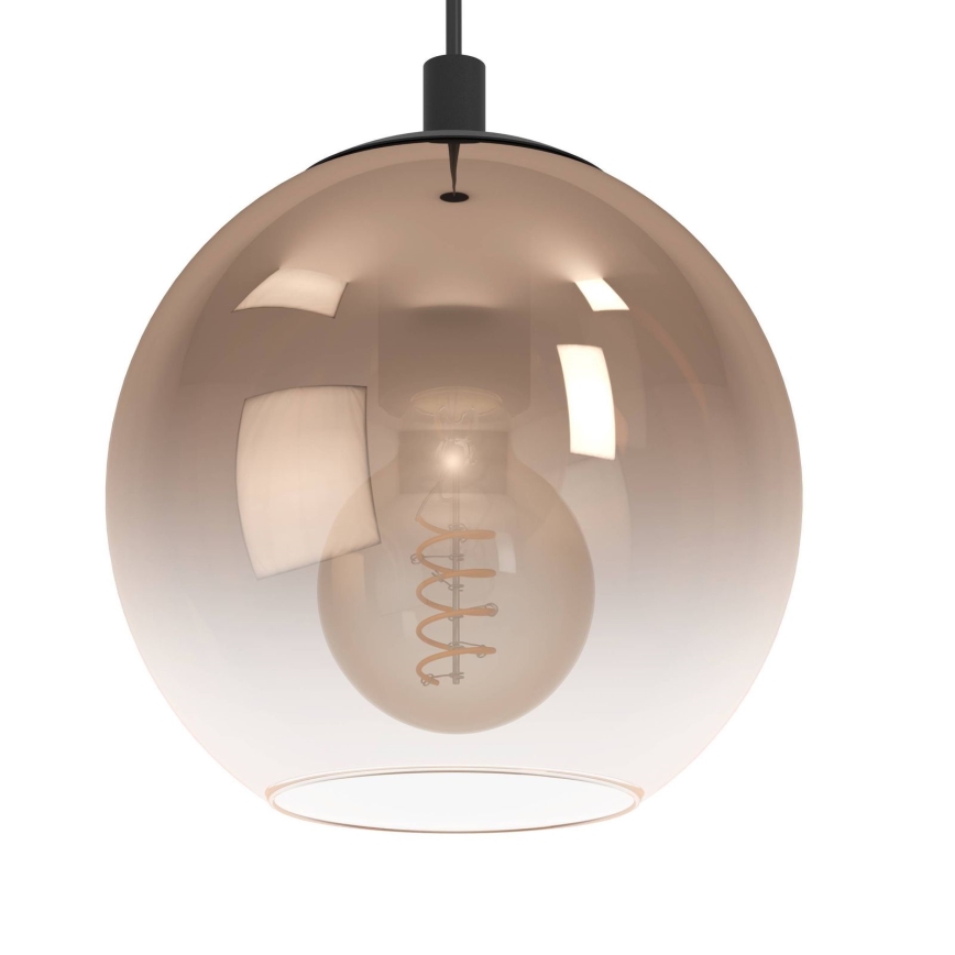 Eglo - Lestenec na jekleni vrvici 10xE27/60W/230V črna/bež/dimno
