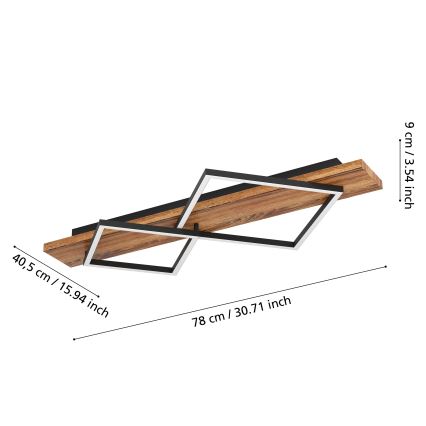 Eglo - LED stropna svetilka LED/13W/230V + LED/15W črna/rjava