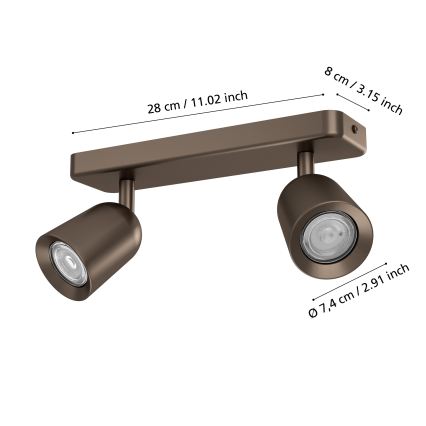 Eglo - Točkovna svetilka 2xGU10/10W/230V bronasta