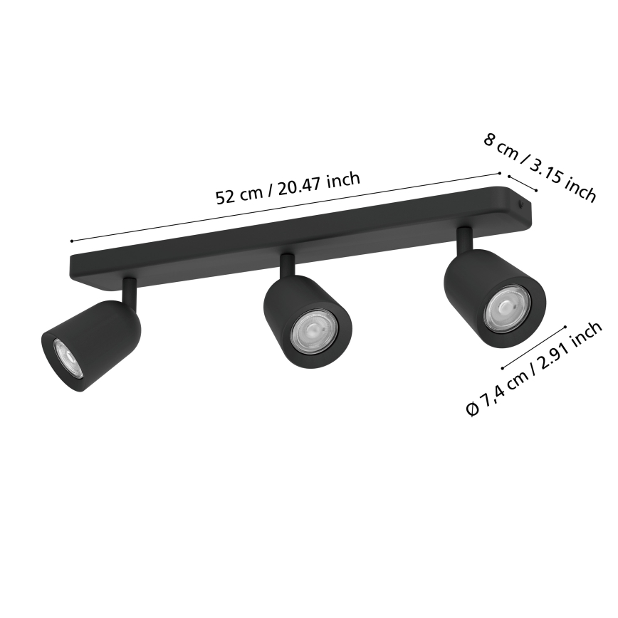 Eglo - Točkovna svetilka 3xGU10/10W/230V črna