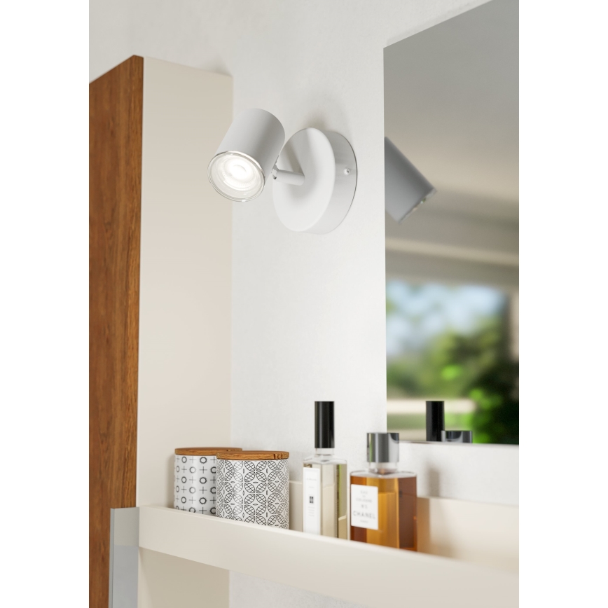 Eglo - Kopalniška stenska točkovna svetilka 1xGU10/5W/230V IP44 bela